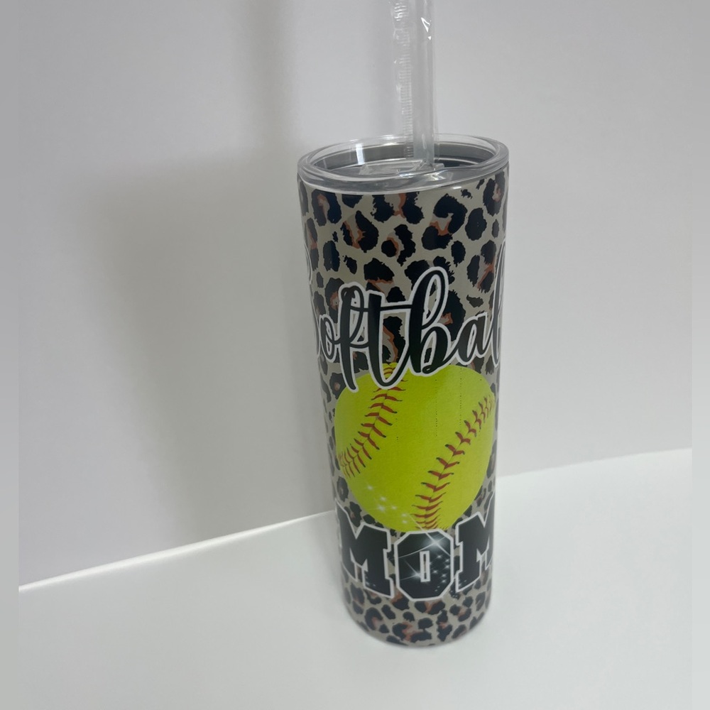 Softball Mom Leopard Print 20 oz. Tumber